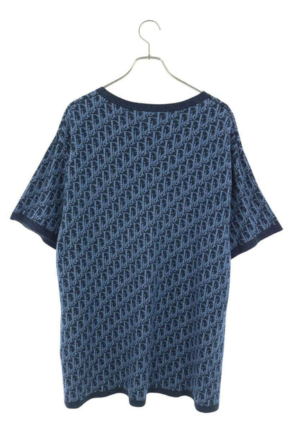 DIOR 26SS Dioriviera Oblique Knit T-Shirt Blue Size XL