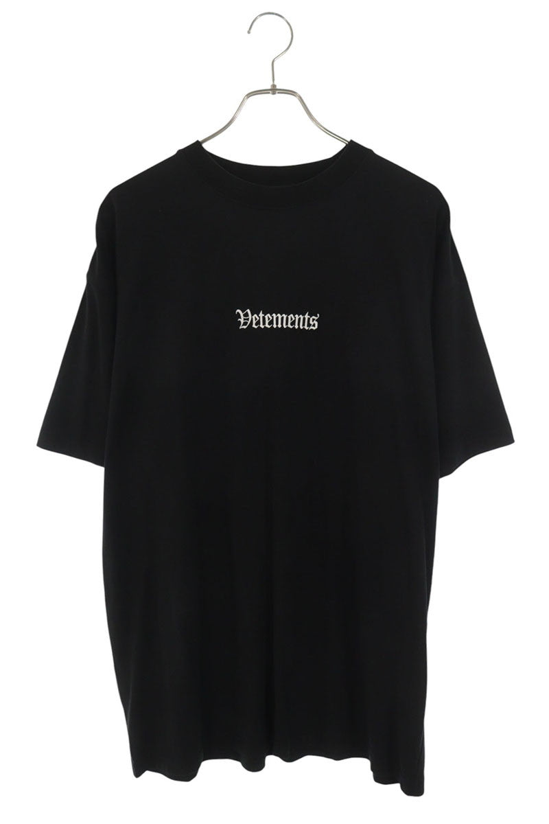 VETEMENTS Logo Embroidered Crewneck T-Shirt Black Size S