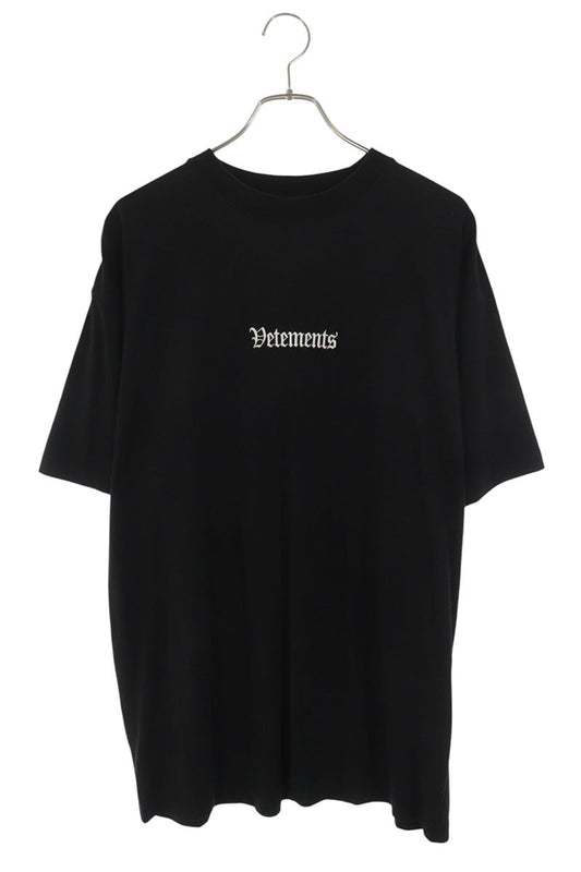 VETEMENTS Logo Embroidered Crewneck T-Shirt Black Size S