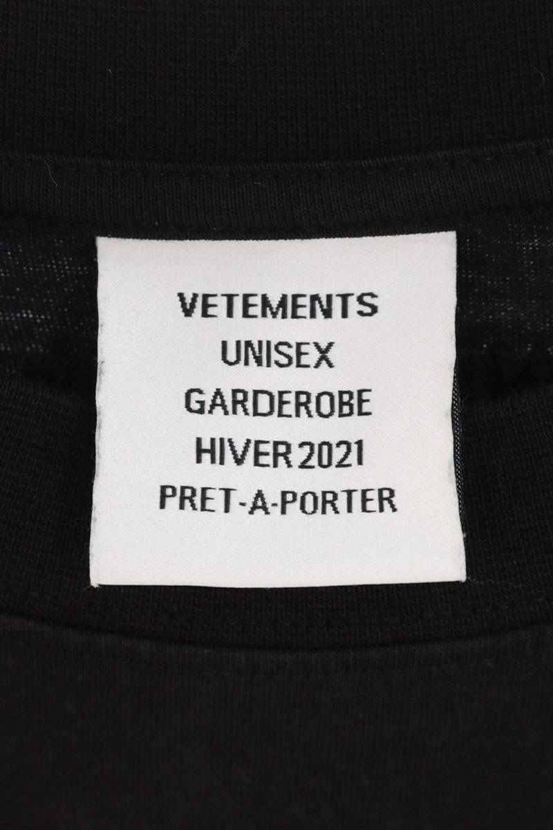 VETEMENTS Logo Embroidered Crewneck T-Shirt Black Size S