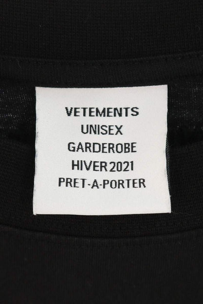 VETEMENTS Logo Embroidered Crewneck T-Shirt Black Size S