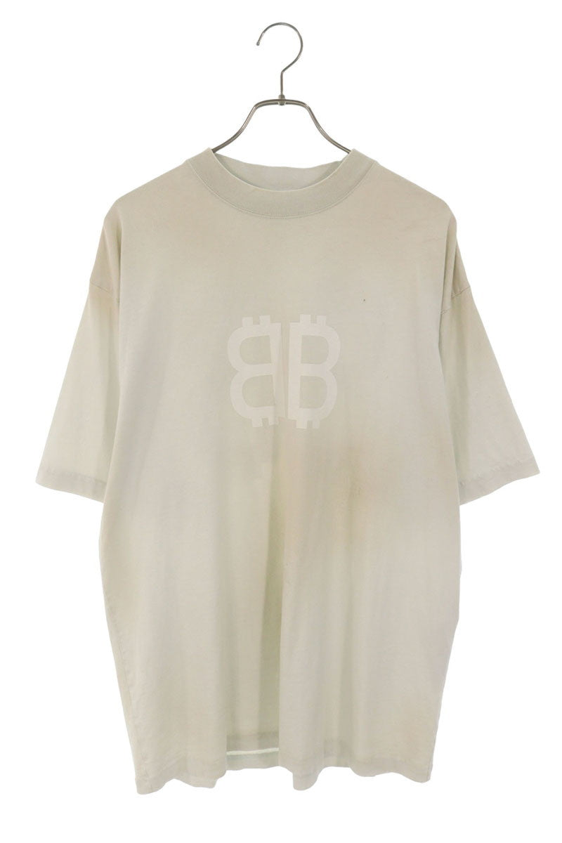 BALENCIAGA 23SS Distressed BB Logo T-Shirt Size S