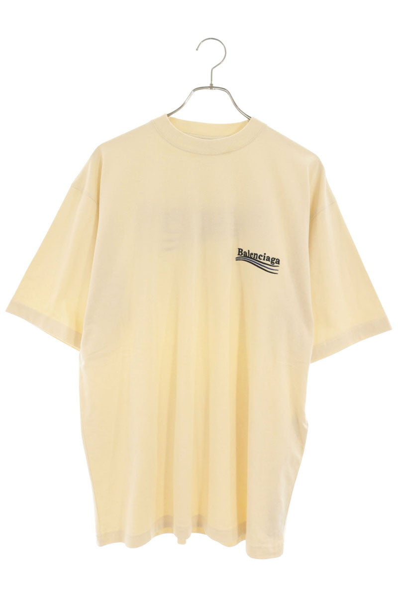 BALENCIAGA Campaign Logo Embroidered T-shirt Beige Size XS