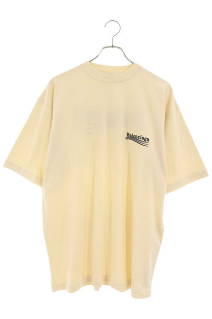 BALENCIAGA Campaign Logo Embroidered T-shirt Beige Size XS