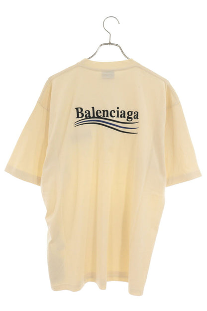 BALENCIAGA Campaign Logo Embroidered T-shirt Beige Size XS