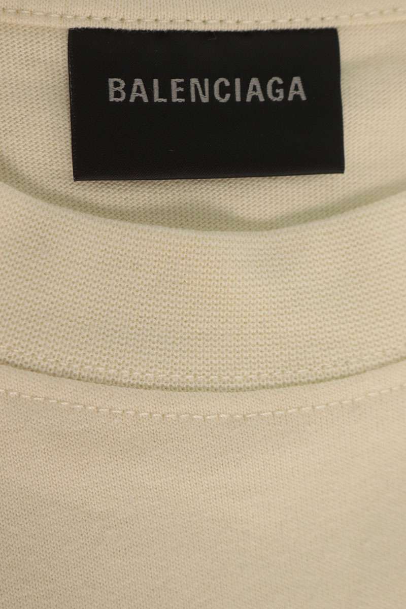 BALENCIAGA Campaign Logo Embroidered T-shirt Beige Size XS