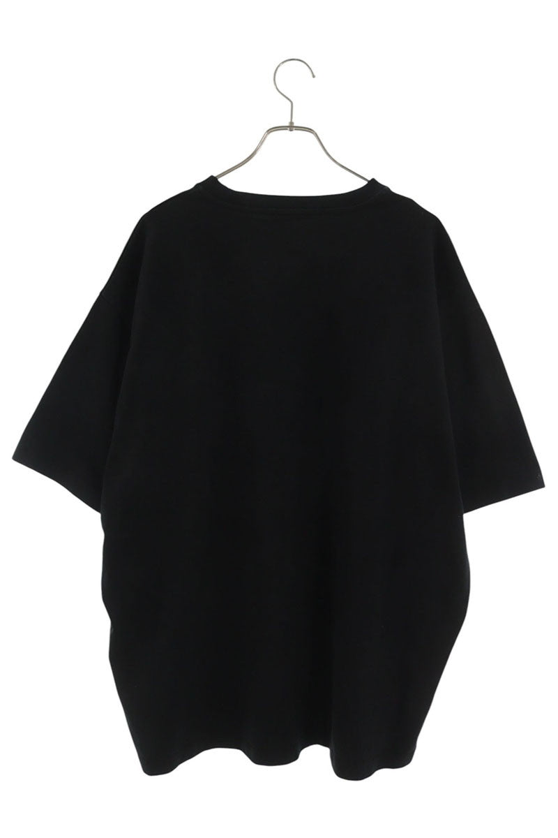 PRADA Triangle Logo Brooch Cotton T-Shirt Black Size L