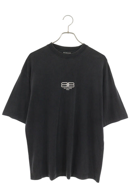 BALENCIAGA BB Logo Embroidered T-shirt Black Size XS