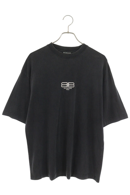 BALENCIAGA BB Logo Embroidered T-shirt Black Size XS