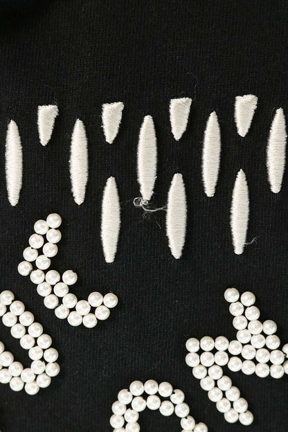 LOUISVUITTON 24SS Front Logo Pearl Tee Black Cotton Size L