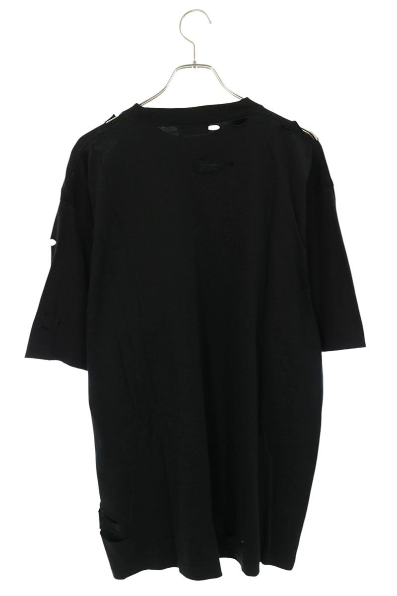 BALENCIAGA Black Destroyed Logo Print T-Shirt Size XXS
