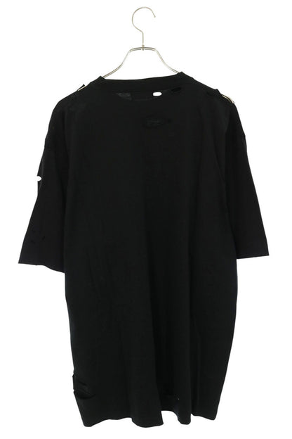 BALENCIAGA Black Destroyed Logo Print T-Shirt Size XXS