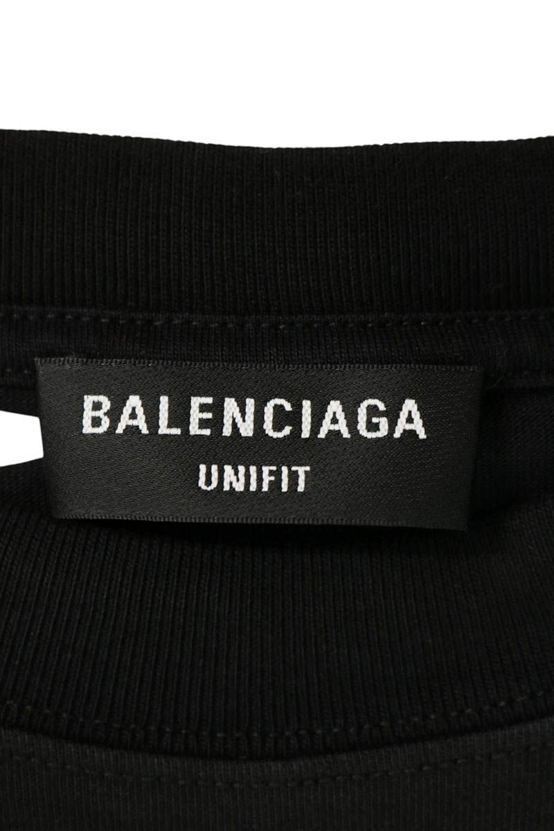 BALENCIAGA Black Destroyed Logo Print T-Shirt Size XXS