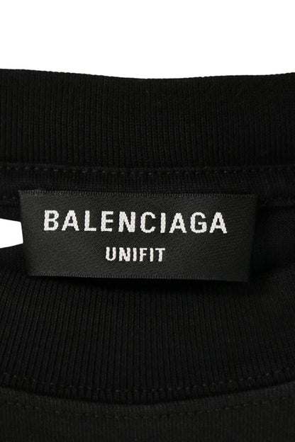 BALENCIAGA Black Destroyed Logo Print T-Shirt Size XXS