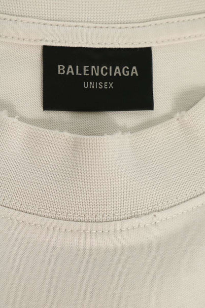 BALENCIAGA Tape Distressed Cotton Tee Off-White Size S