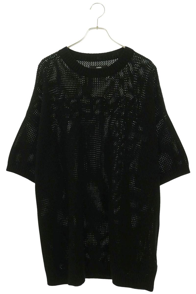 AMIRI Embroidered Logo Knit T-Shirt Black Size XL