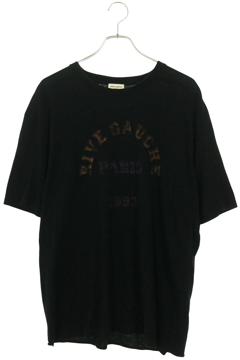 SAINT LAURENT PARIS Print Cotton T-Shirt Black Size M