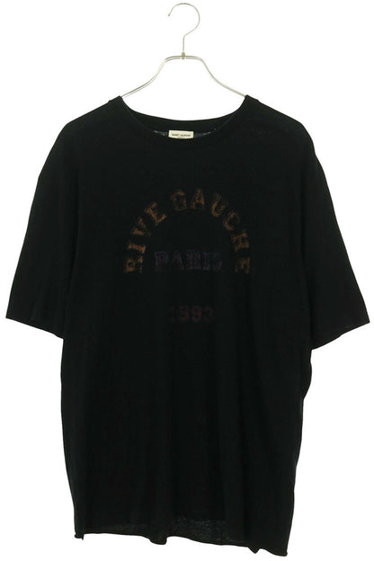 SAINT LAURENT PARIS Print Cotton T-Shirt Black Size M