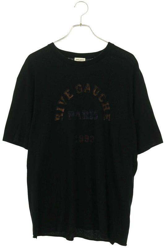 SAINT LAURENT PARIS Print Cotton T-Shirt Black Size M