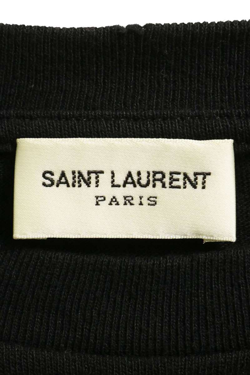 SAINT LAURENT PARIS Print Cotton T-Shirt Black Size M