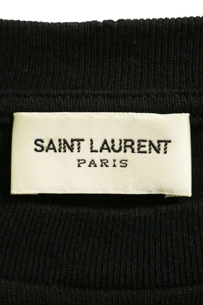 SAINT LAURENT PARIS Print Cotton T-Shirt Black Size M