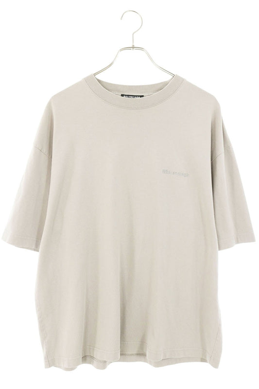 BALENCIAGA BB Logo Embroidered Cotton T-Shirt Gray Size M
