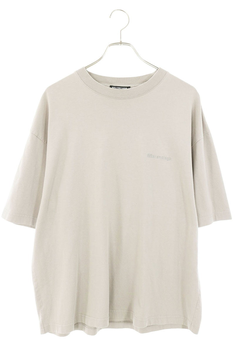 BALENCIAGA BB Logo Embroidered Cotton T-Shirt Gray Size M