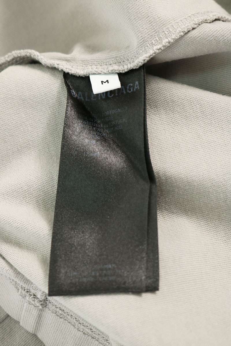 BALENCIAGA BB Logo Embroidered Cotton T-Shirt Gray Size M