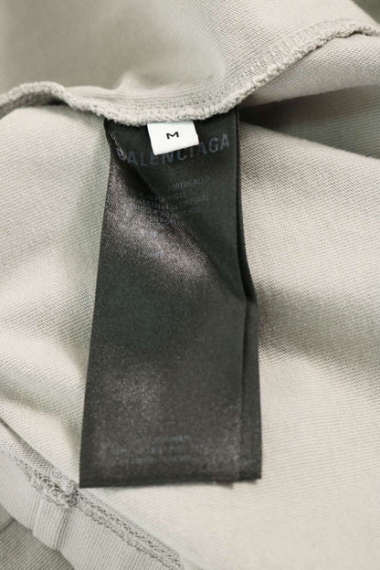 BALENCIAGA BB Logo Embroidered Cotton T-Shirt Gray Size M