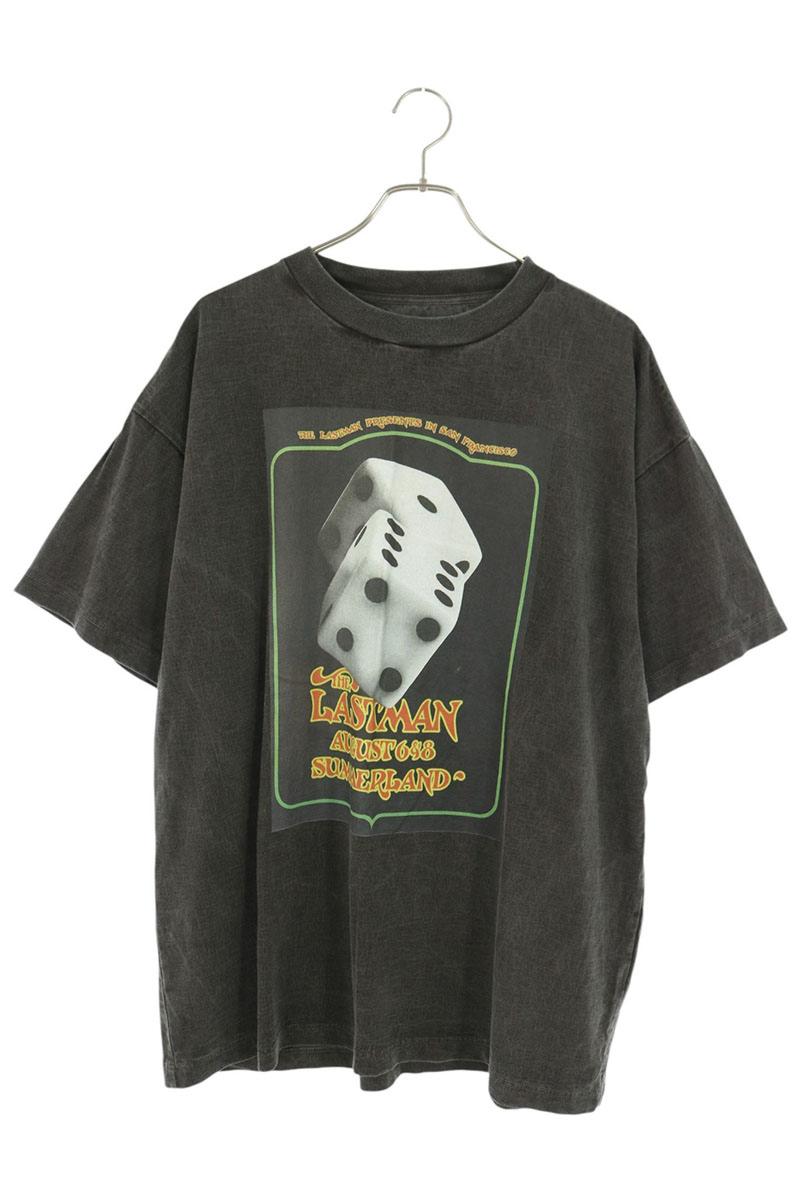 LASTMAN Dice Print Washed T-shirt Black Size L