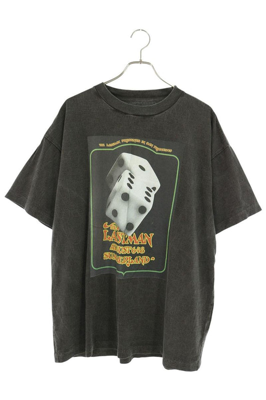 LASTMAN Dice Print Washed T-shirt Black Size L