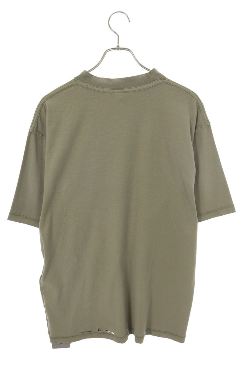 BALENCIAGA Inside-Out Logo Cotton T-Shirt Khaki Size XXS