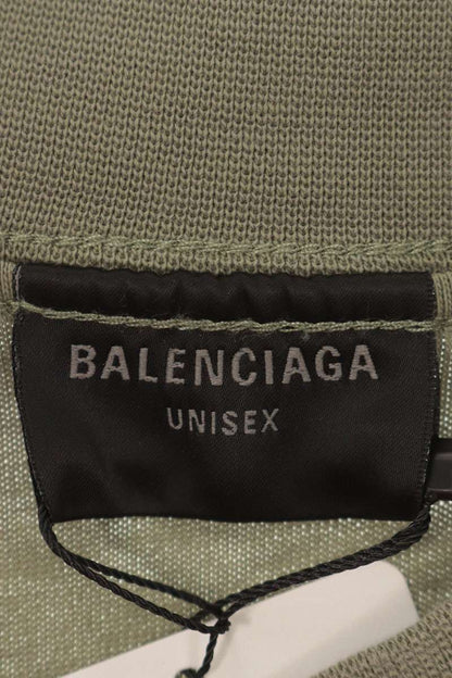 BALENCIAGA Inside-Out Logo Cotton T-Shirt Khaki Size XXS