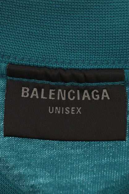 BALENCIAGA Inside-Out Logo Cotton T-Shirt Blue Size XXS