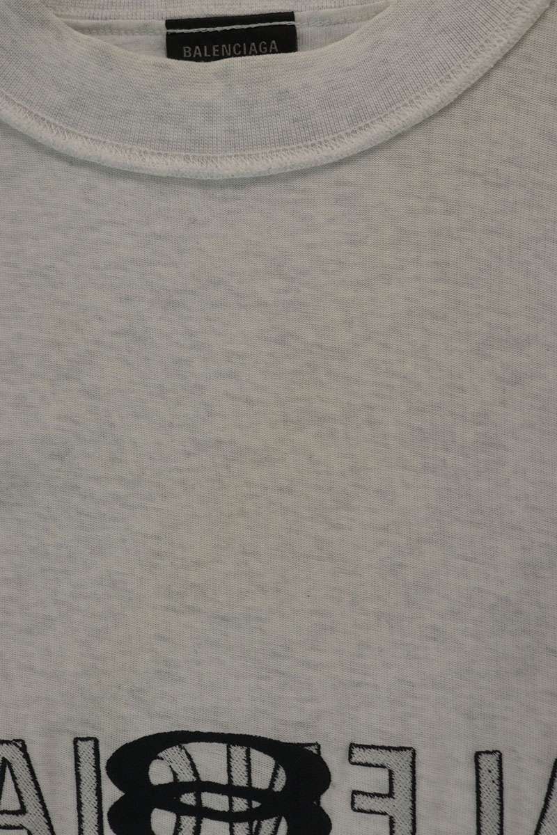 BALENCIAGA 24SS Inside-Out Logo T-Shirt Gray Size 2