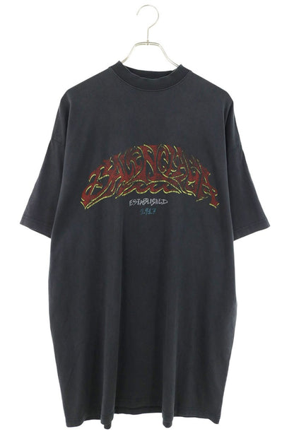 BALENCIAGA OFFSHORE Logo Print T-Shirt Black Size 2
