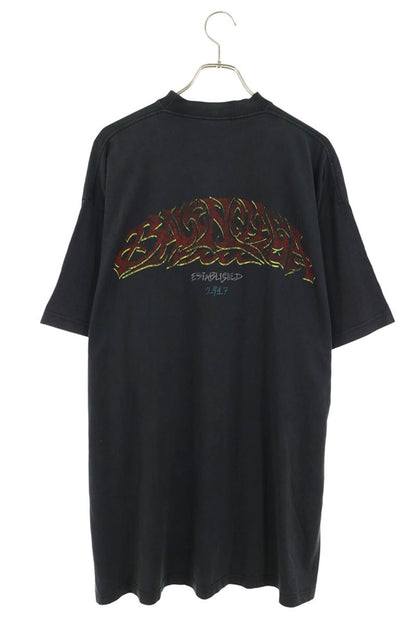BALENCIAGA OFFSHORE Logo Print T-Shirt Black Size 2