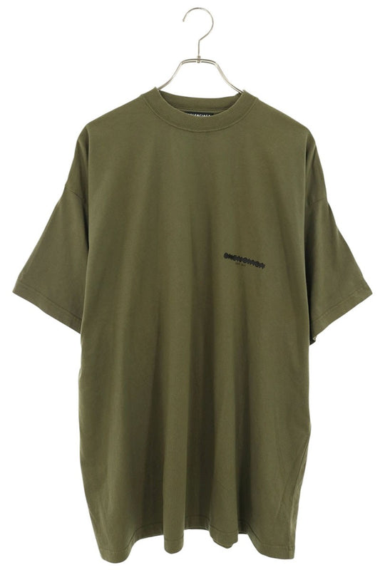 BALENCIAGA Tape Logo T-Shirt Khaki Cotton Size 3