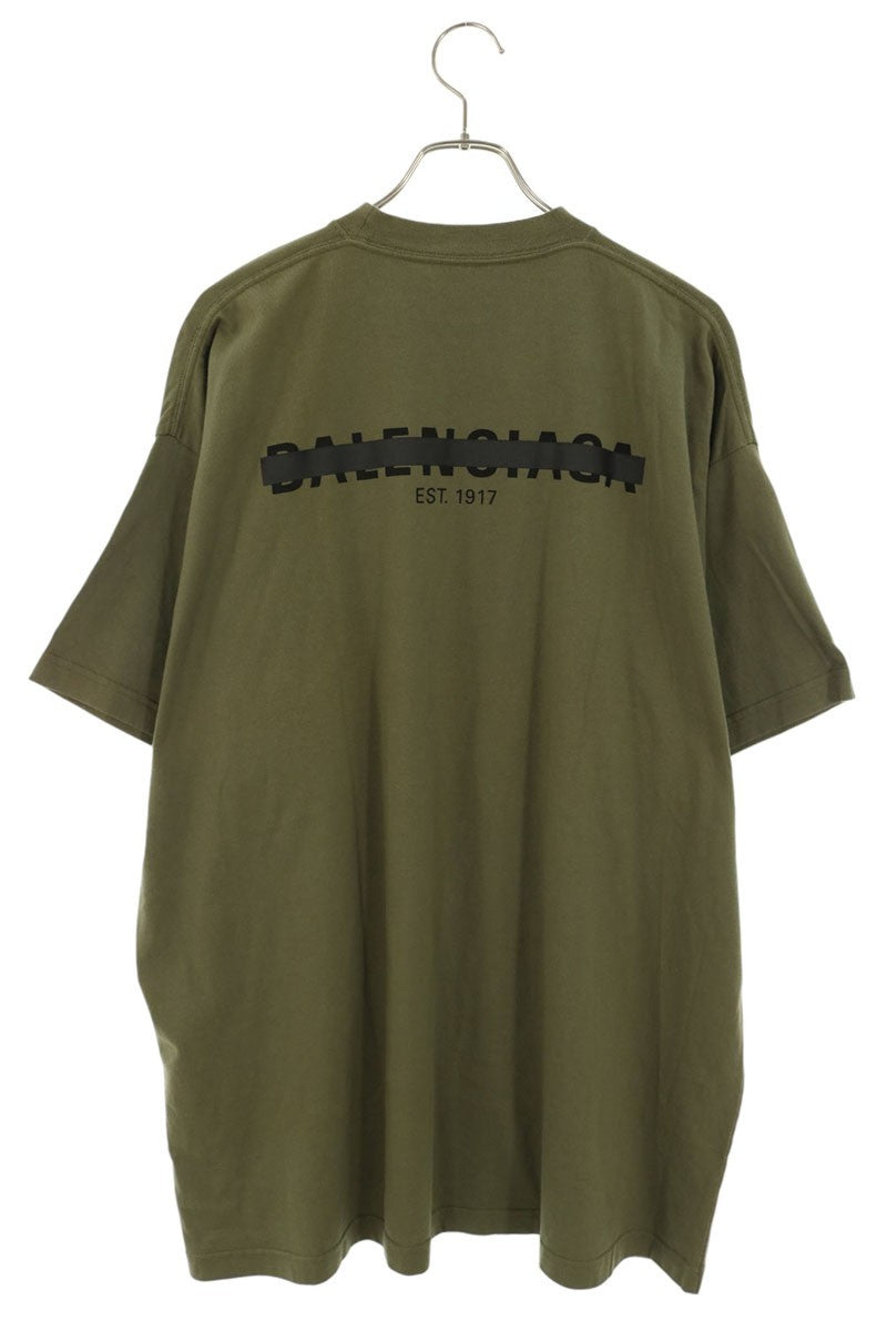 BALENCIAGA Tape Logo T-Shirt Khaki Cotton Size 3