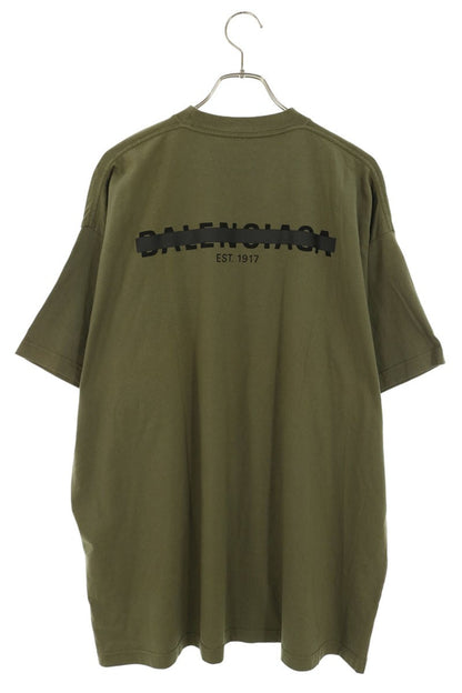 BALENCIAGA Tape Logo T-Shirt Khaki Cotton Size 3