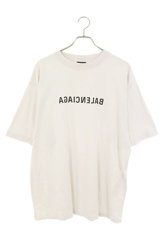 BALENCIAGA Mirror Logo Print T-Shirt Off-White Size L