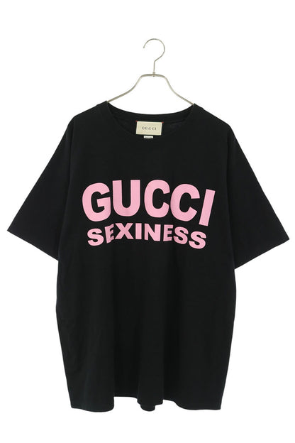 GUCCI SEXINESS Print Cotton T-Shirt Black Size L