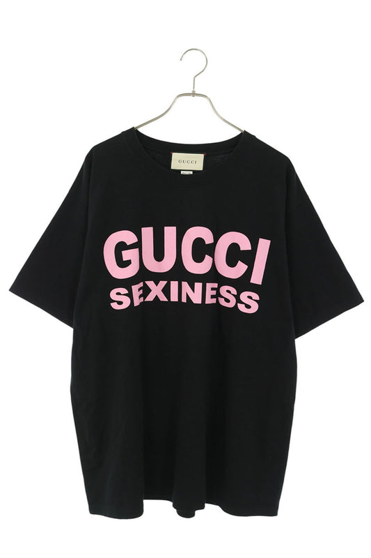 GUCCI SEXINESS Print Cotton T-Shirt Black Size L