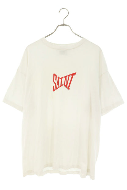 SAINT MICHAEL Logo Print Cotton T-Shirt White Size XL