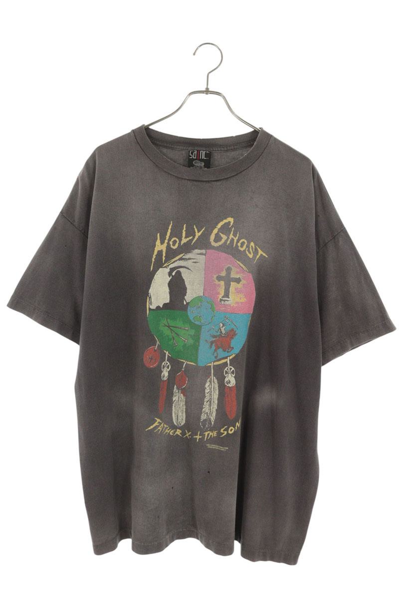 SAINT MICHAEL GHOST Print Vintage T-Shirt Gray Size XXL