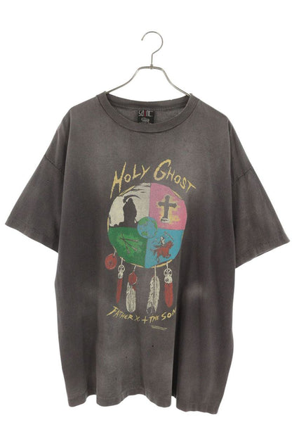 SAINT MICHAEL GHOST Print Vintage T-Shirt Gray Size XXL