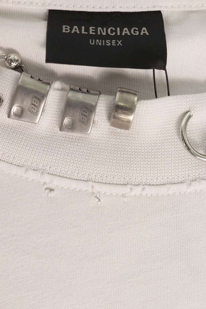 BALENCIAGA Pierced Oversize T-Shirt White Size L