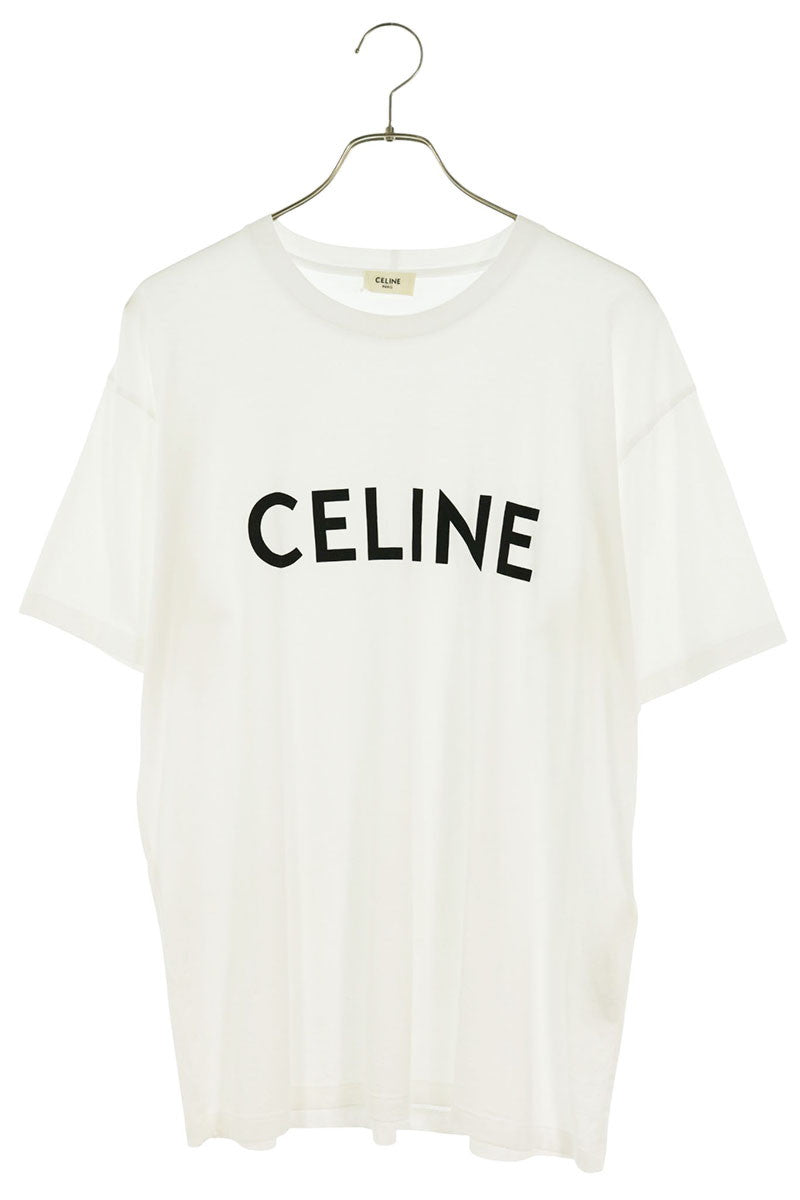 CELINE Loose Fit Logo Print T-Shirt White Size S