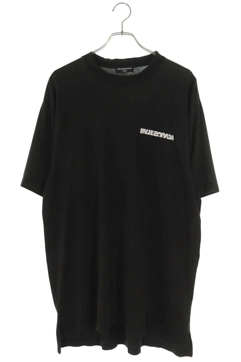 BALENCIAGA Logo Print Oversized T-Shirt Black Size 2