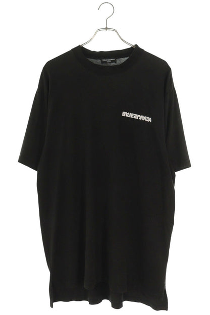 BALENCIAGA Logo Print Oversized T-Shirt Black Size 2